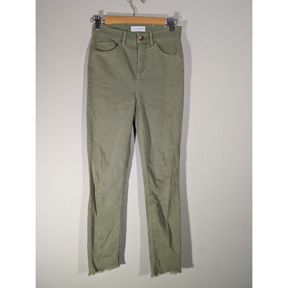 Loft Womens Green High Waist Skinny Crop Pants Sz 24 Lightweight Casual Preppy - Picture 1 of 10
